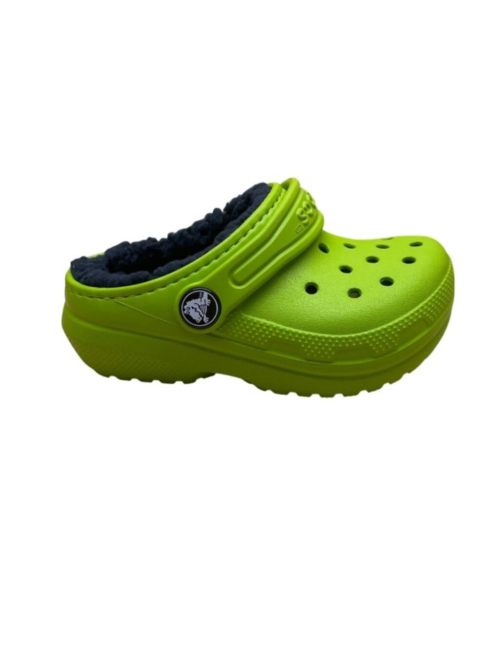 Crocs Kids Green Fleece-Lined Clogs Dual Comfort Casual Slip-On Size C7